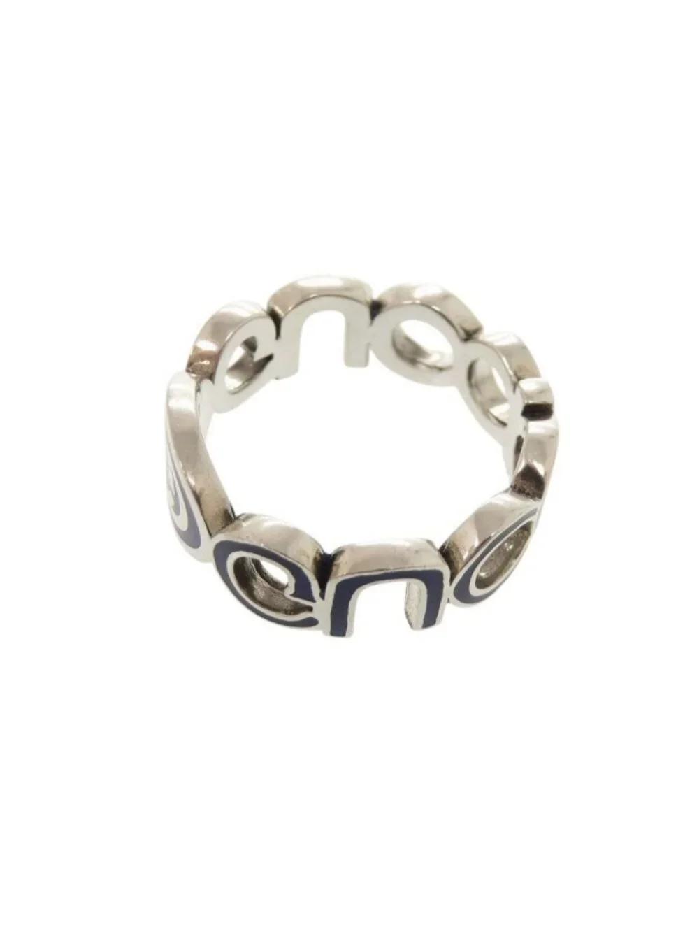 Gucci Interlocking 925 Sterling Silver Blue Ring